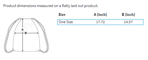 size guide bag